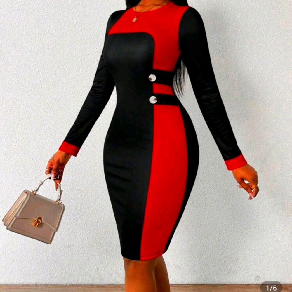 Elegant Black and Red Women's Dress